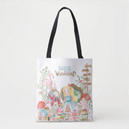 Bolsa Tote Alice Adventures em Woderland Birthday Tea Party