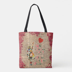 Bolsa Tote Alice, citações loucas da colagem do vintage do