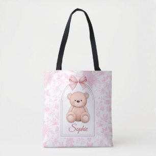 Bolsa Tote Alice Design de Enfermeiro de Urso Rosa Personal