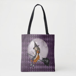 Bolsa Tote Alice no Dia das Bruxas em Wonderland Cheshire Cat