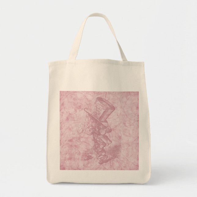 Bolsa Tote Alice no País das Maravilhas, Arte Floral Rosa Ros (Frente)