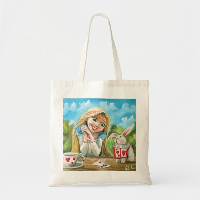 Bolsa Tote Alice no país das maravilhas o coelho branco (Frente)