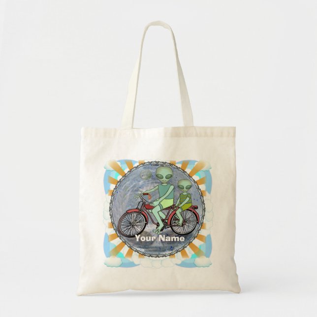 Bolsa tote Alien Riding Bike (Frente)