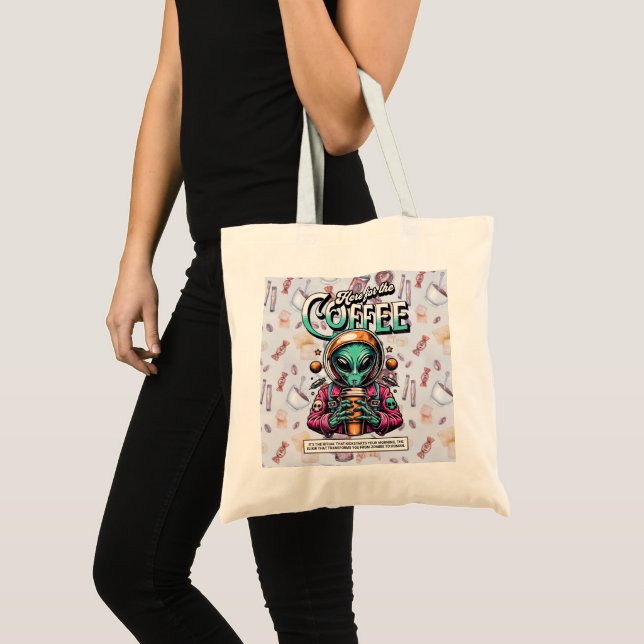 Bolsa Tote Alienígena aqui pelo café (Frente (produto))