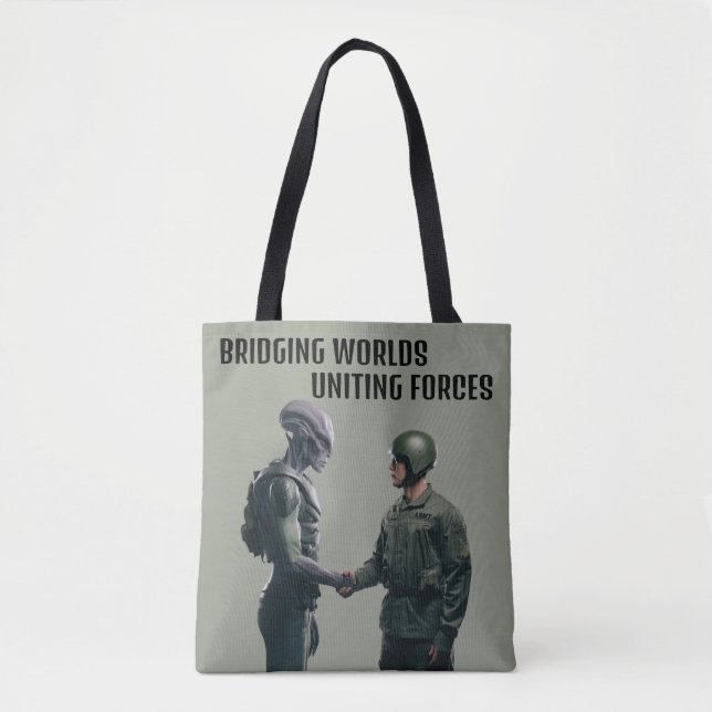 Bolsa Tote Alienígena e soldado (Frente)