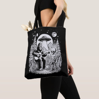 Bolsa Tote Alienígena OVNI Bigfoot em volta de Campfire Natur