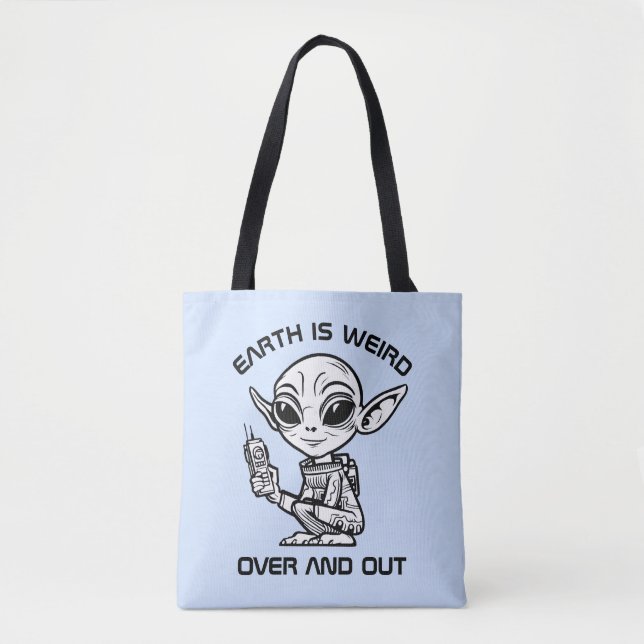 Bolsa Tote Alienígena Preta e Branca (Frente)