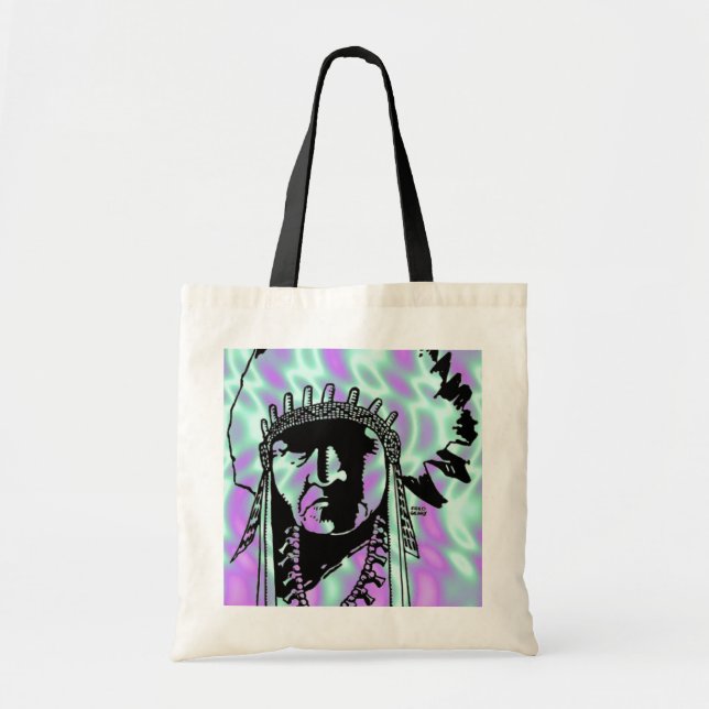 Bolsa Tote Alienígena Verde, Saco Indiano (Frente)