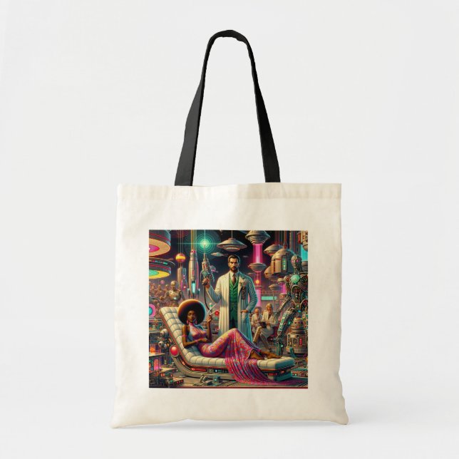 Bolsa Tote Alienígenas Vintage de Ficção Científica (Frente)