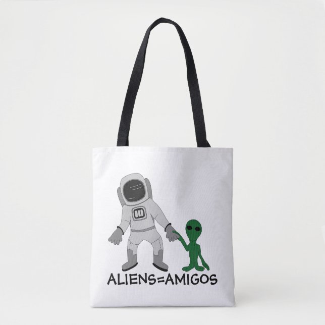 Bolsa Tote Aliens = Amigos, Astronautas e Extraterrestres (Frente)