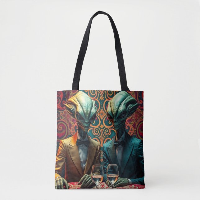 Bolsa Tote Aliens no clube (Frente)