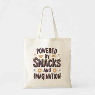 Bolsa Tote Alimentado pela Imaginação de Snacks Citação de Co