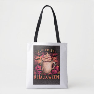 Bolsa Tote Alimentado Por Café & Halloween Divertido