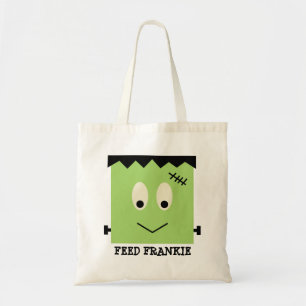 Bolsa Tote Alimente o Frankie verde do Halloween, truque ou t