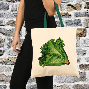 Bolsa Tote Alimentos do vintage, vegetais verdes da alface de