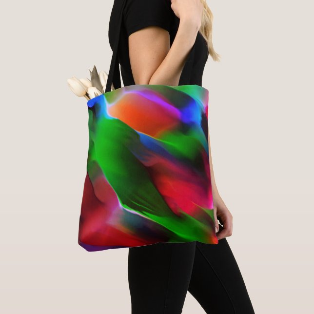 Bolsa Tote Alivio e profundidade verdes e vermelhos escuros (Close Up)