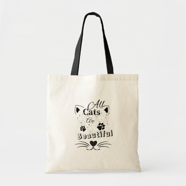 Bolsa Tote All Cats Are Beautiful – Minimal Cute Cat Design (Frente)