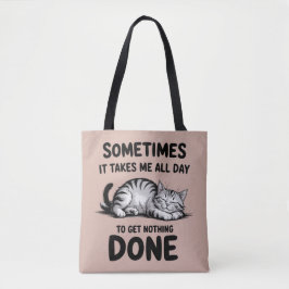 Bolsa Tote "All Day Doing Nothing" Funny Lazy Cat