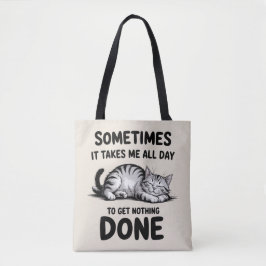 Bolsa Tote "All Day Doing Nothing" Funny Lazy Cat