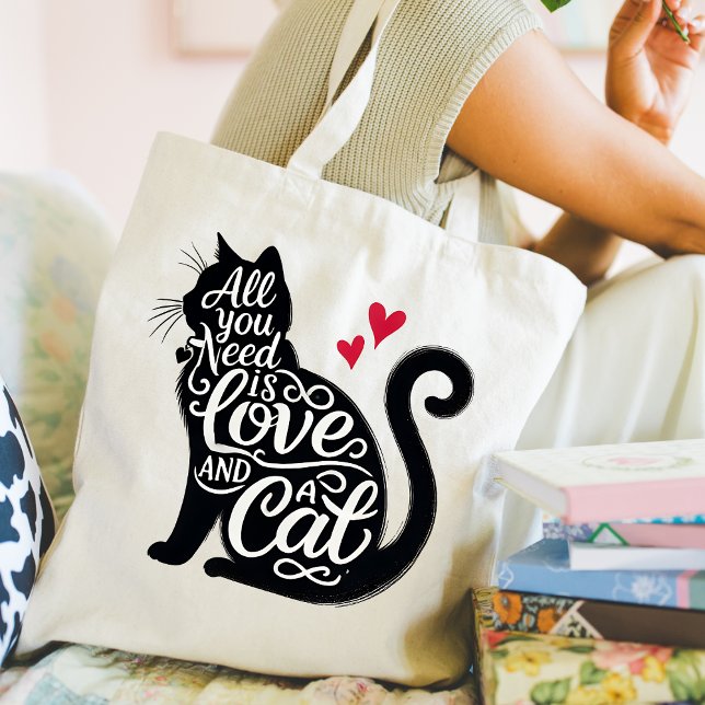 Bolsa Tote All You need is Love and a Cat Tote Bag (Personalize this lovely all you need is Love and a cat design. )