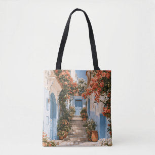 Bolsa Tote Alleyway Mediterrâneo Ensolarado com Portas Azuis