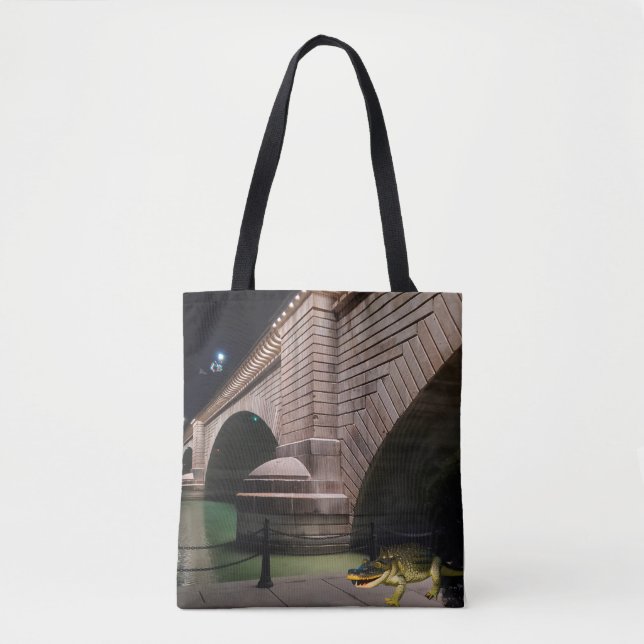 Bolsa Tote Alligador Mocked para cima perto da Ponte de Londr (Frente)