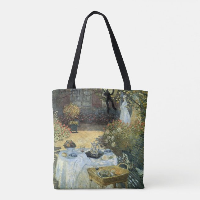 Bolsa Tote Almoço de Claude Monet, Impressionismo Vintage (Verso)