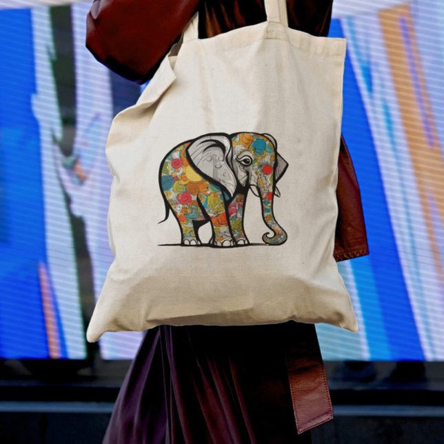 Bolsa Tote Almofada de elefante branca design (Criador carregado)