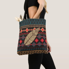 Bolsa Tote Almofada de padrão tribal preto e vermelho