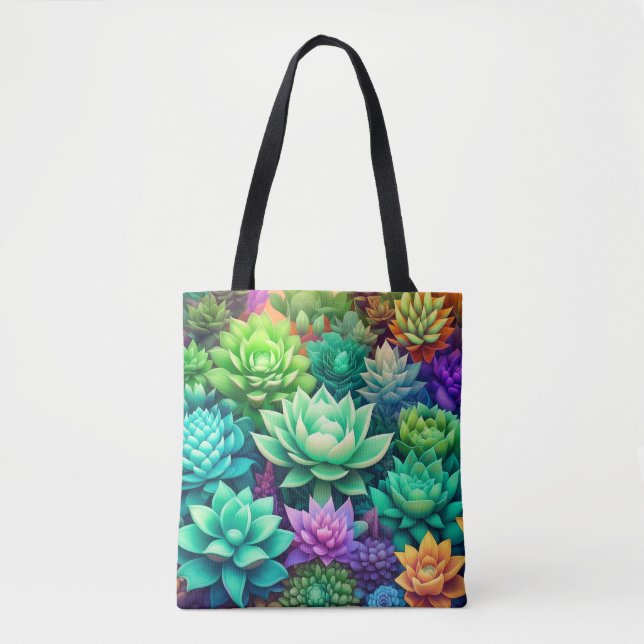 Bolsa Tote Aloe Vera e Succulents Collage (Frente)