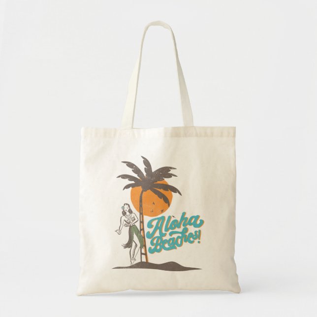 Bolsa Tote Aloha Beaches Hula Girl Hawaii Retro (Frente)
