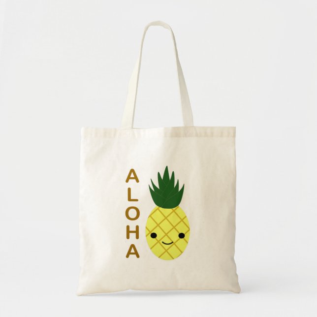 Bolsa Tote Aloha Cute Kawaii Pineapple (Frente)