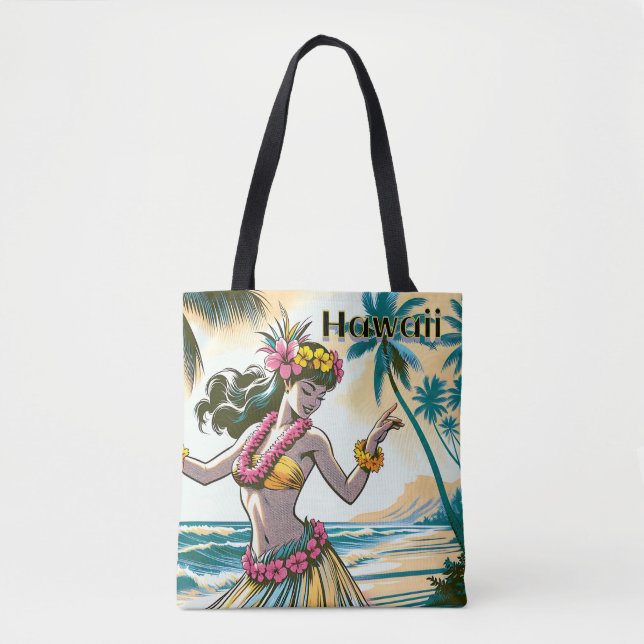 Bolsa Tote Aloha | Dançarino Hawaii Hula na praia (Frente)