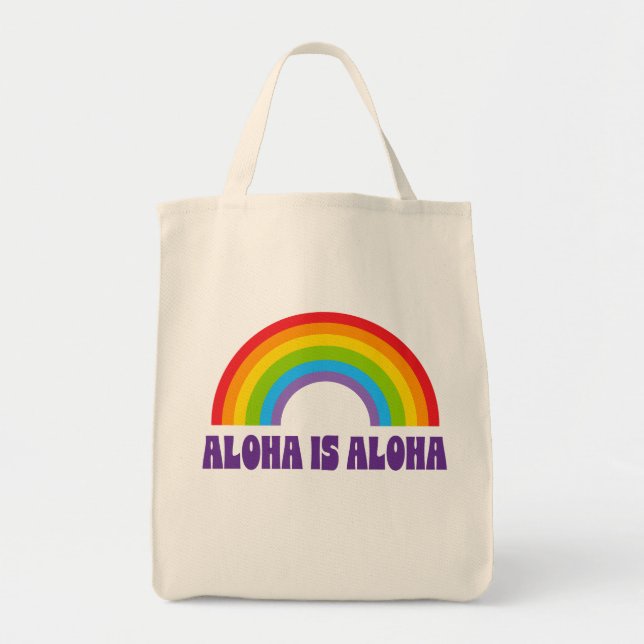 Bolsa Tote Aloha É Aloha Orgulho Arco-íris Havaí (Frente)