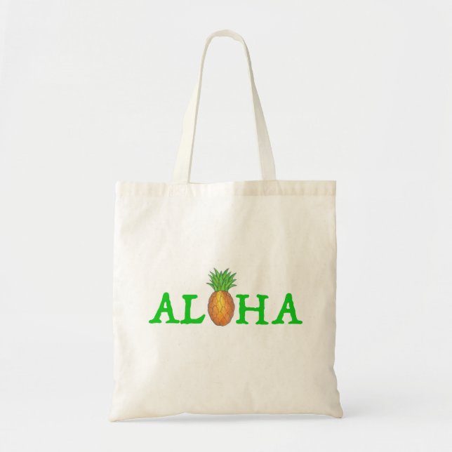 Bolsa Tote ALOHA Ilha Tropical Havaiana Abacaxi Tote Bag (Frente)