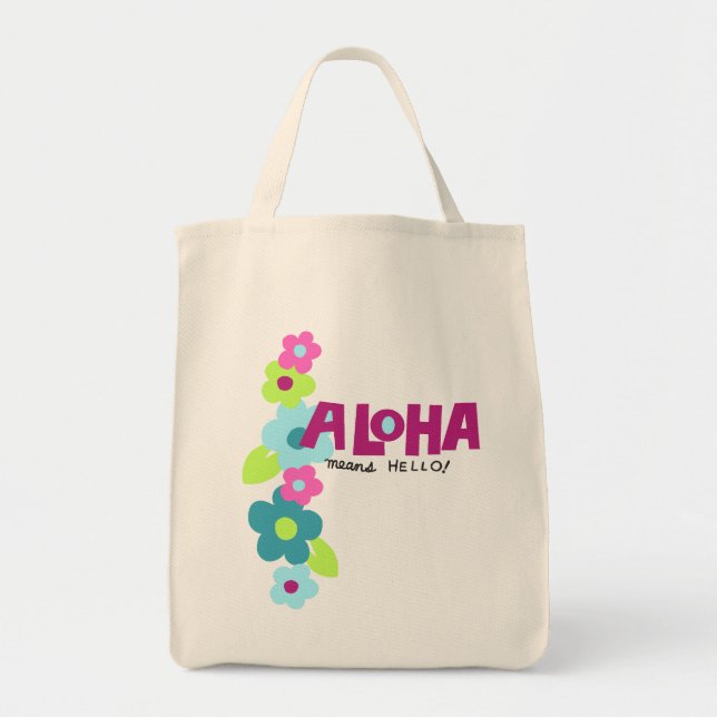 Bolsa Tote Aloha significa Hello Hawaiian Floral (Frente)