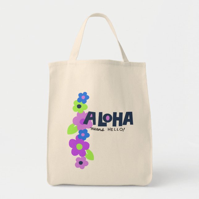 Bolsa Tote Aloha significa Hello Hawaiian Floral (Frente)