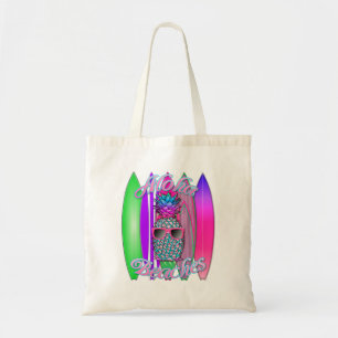 Bolsa Tote Aloha tropical Praga Abacaxi surfando