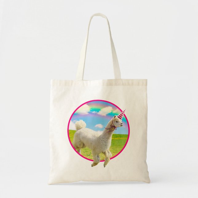 Bolsa Tote Alpaca Unicorn No Rainbow Sky (Frente)