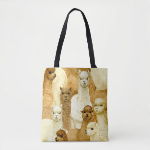 Bolsa Tote Alpacas de aquarelas, fundo desenhado à mão sem co
