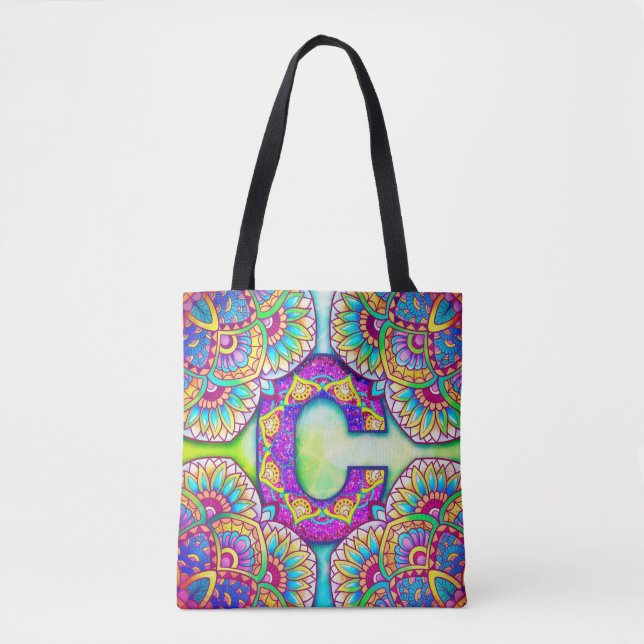 Bolsa Tote Alphabet C mandala (Frente)