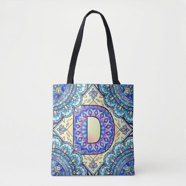 Bolsa Tote Alphabet D mandala (Frente)