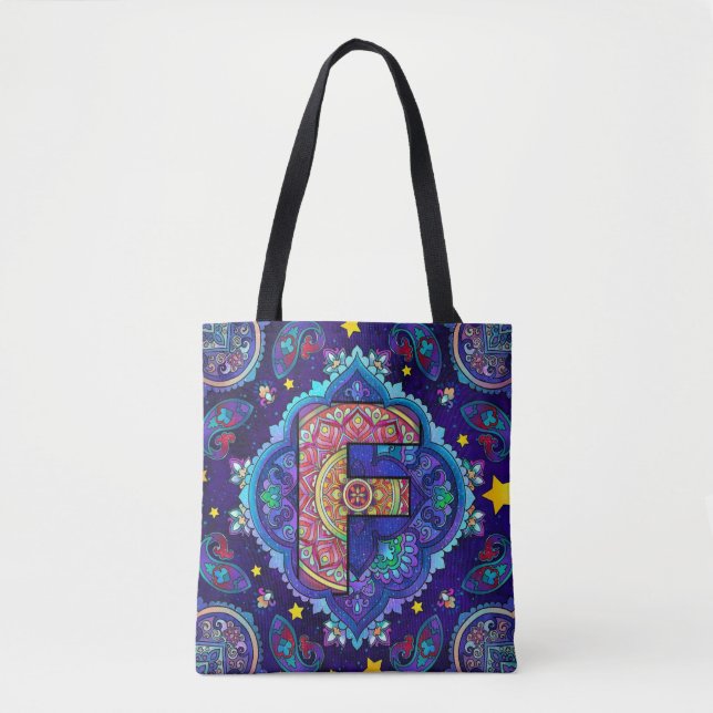Bolsa Tote Alphabet F mandala (Frente)