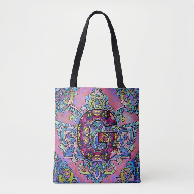 Bolsa Tote Alphabet G mandala (Frente)