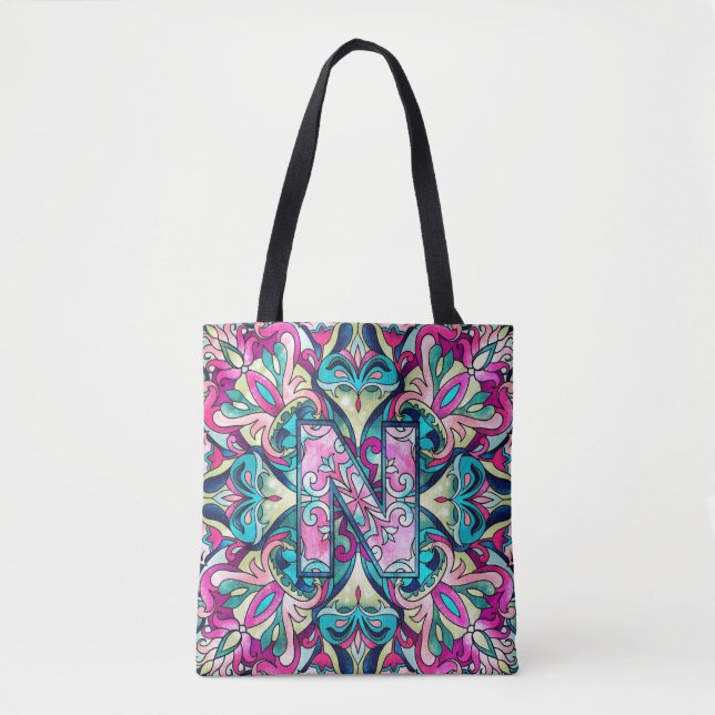 Bolsa Tote Alphabet N mandala (Frente)