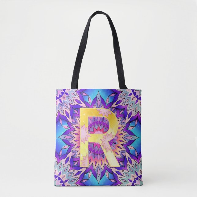 Bolsa Tote Alphabet R mandala (Frente)