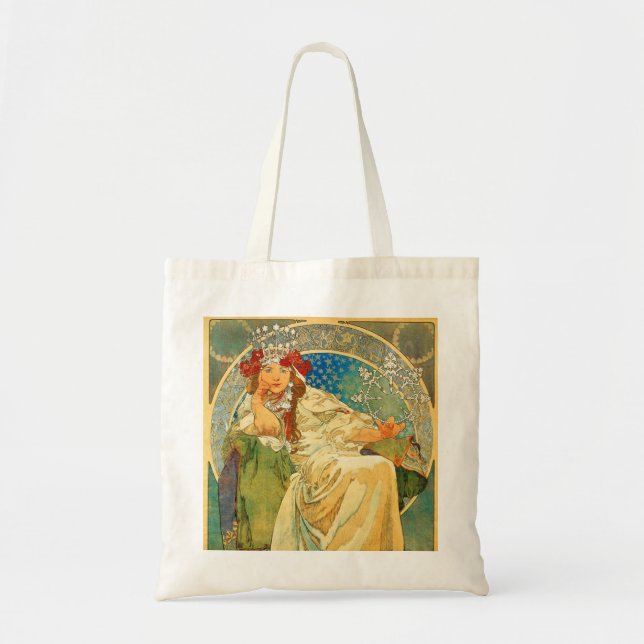 Bolsa Tote Alphonse Mucha Art Nouveau Princess Hyacinth (Frente)