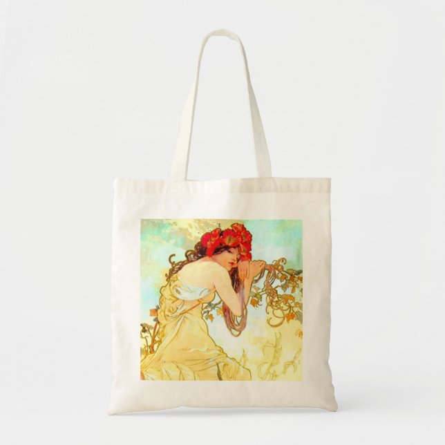 Bolsa Tote Alphonse Mucha Art Nouveau Summer (Frente)