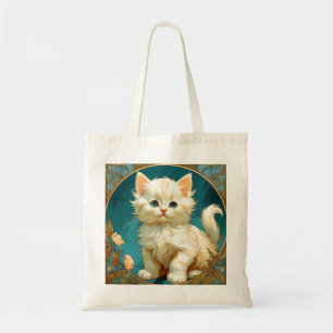 Bolsa Tote Alphonse Mucha Art Nouveau White Cat