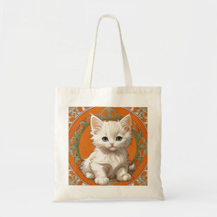 Bolsa Tote Alphonse Mucha Art Nouveau White Kitten